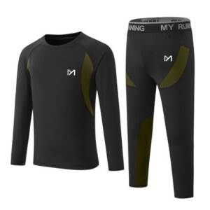 Completo termico invernale con pantalone e maglietta traspirante per allenamenti outdoor.